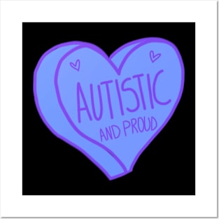 Autistic and Proud Purple Autism Heart Posters and Art